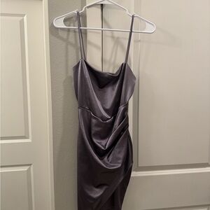 Elegant Gray Satin Dress